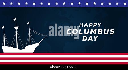 paper art happy columbus day banner illustration Stock Vector