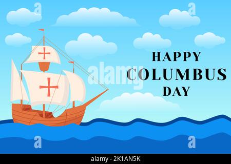 flat columbus day background illustration Stock Vector