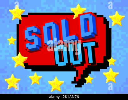 Sold Out. Pixelated word with geometric graphic background. Vector ...