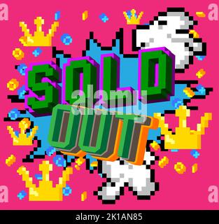 Sold Out. Pixelated word with geometric graphic background. Vector ...