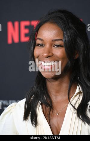 Los Angeles, USA. 16th Sep, 2022. Caroline Harris at the premiere for 'A Jazzman's Blues' at the Tudum Theatre, Hollywood. Picture Credit: Paul Smith/Alamy Live News Stock Photo