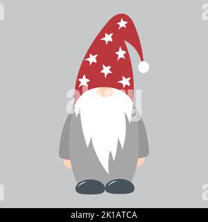 A cute little gnome in a red hat. Vector isolated clipart. Stock Vector