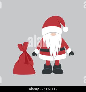 Cartoon Santa Claus for Christmas greeting cards and invitations. Vector illustration in the style of a doodle. Design element. Stock Vector