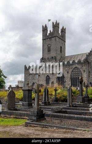 Limerick, Ireland - 2 August, 2022: view of the cemetery and St. Mary's Cathedral in downtown Limerick Stock Photo