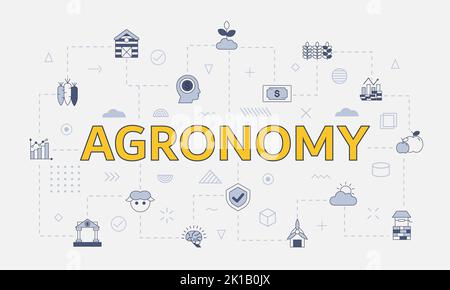 agronomy concept with icon set template banner and circle round shape ...