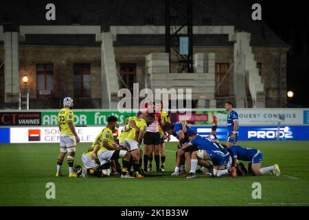 Scrum for SAMUEL MARQUES during the French championship Pro D2 rugby union match between RC Vannes and US Carcassonne on September16, 2022 at La Rabine stadium in Vannes, France - Photo Damien Kilani / DK Prod / DPPI Stock Photo