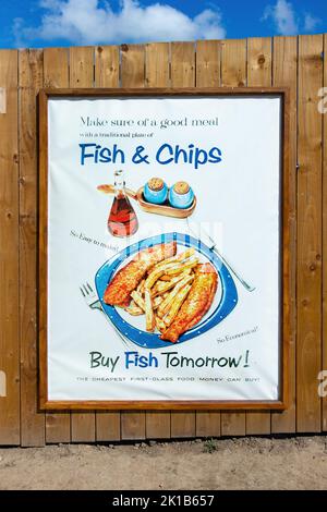 Letrero De Metal Vintage Estilo Retro Con Texto 'Fish And - Foto 4