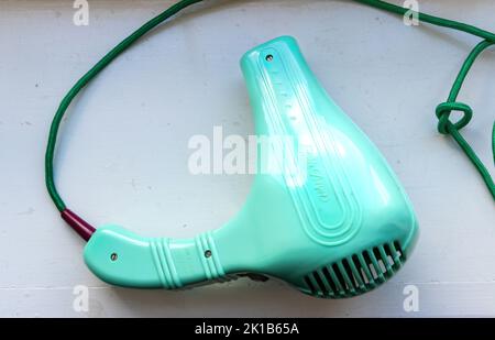 close up vintage green Pifco plastic hairdryer at Beamish open air museum county durham Stock Photo