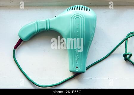 close up vintage green Pifco plastic hairdryer at Beamish open air museum county durham Stock Photo