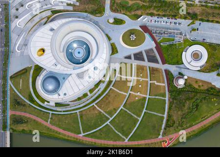 SHANGHAI, CHINA - SEPTEMBER 12, 2022 - An aerial photo shows the Shanghai Astronomy Museum in Shanghai, China, Sept 12, 2022. On September 15, 2022, t Stock Photo