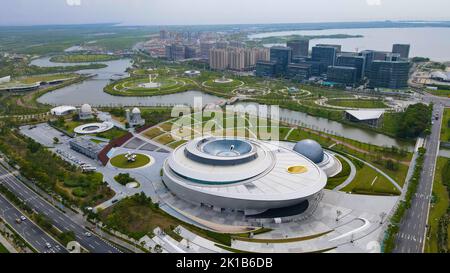 SHANGHAI, CHINA - SEPTEMBER 12, 2022 - An aerial photo shows the Shanghai Astronomy Museum in Shanghai, China, Sept 12, 2022. On September 15, 2022, t Stock Photo