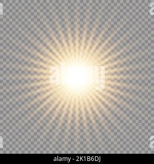 Glow light effect, explosion, glitter, spark, sun flash. Vector illustration. Stock Vector