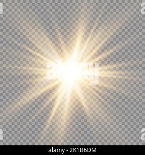 Glow light effect, explosion, glitter, spark, sun flash. Vector illustration. Stock Vector
