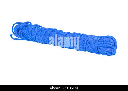 Blue rope isolated on white background. File contains clipping path. Stock Photo