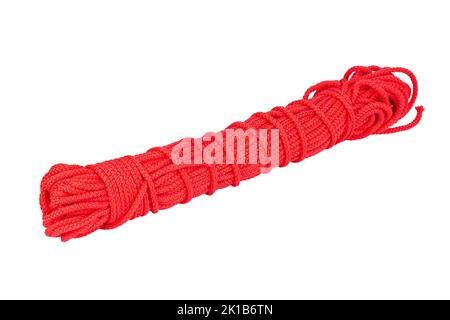 Red rope isolated on white background. File contains clipping path. Stock Photo
