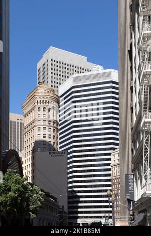 San Francisco, USA - June 6, 2022: The Hobart Building is an office high rise located at 582–592 Market Street, near Montgomery and 2nd Streets, in th Stock Photo