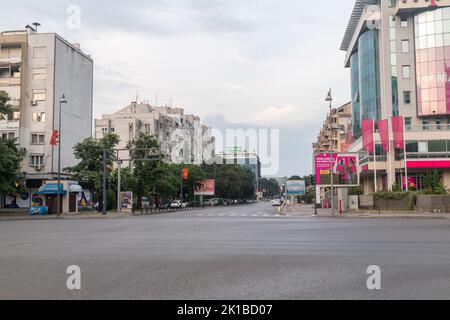 Podgorica, Montenegro - June 4, 2022: Moskovska street in Podgorica in the early morning. Stock Photo