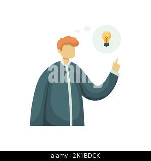 Vector illustration of a man who came up with an idea. Flat style Stock Vector