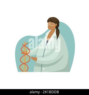 Vector illustration of a geneticist scientist. Profession. Flat style Stock Vector