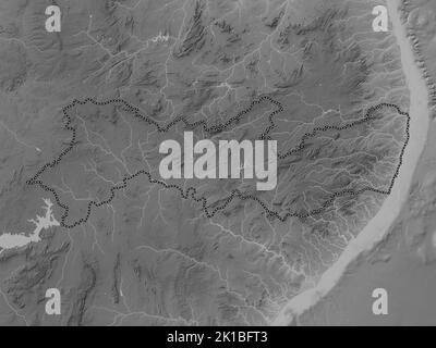 Pernambuco, state of Brazil. Grayscale elevation map with lakes and rivers Stock Photo