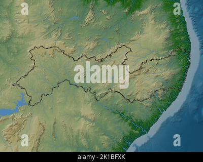 Pernambuco, state of Brazil. Colored elevation map with lakes and rivers Stock Photo