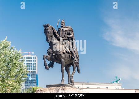 Tirana, Albania - June 4, 2022: Skanderbeg statue at Tirana. Stock Photo