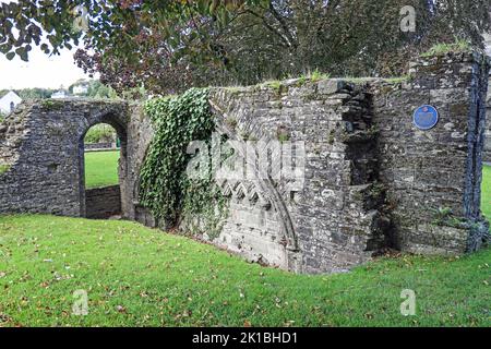 The remains of the ancient Tavistock Cloisters, found in the grounds of the Tavistock Parish Church, Plymouth Road. Stock Photo
