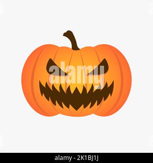 Creepy Pumpkin Smile Isolated Halloween Horror Vector Icon Illustration Stock Vector