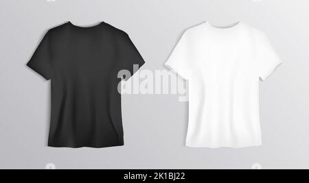 Black White T-Shirt Mockup Set Clothing Garments Showcase Branding Isolated Template Stock Vector