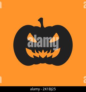 Scary Pumpkin Silhouette Isolated Icon Halloween Vector Illustration Stock Vector