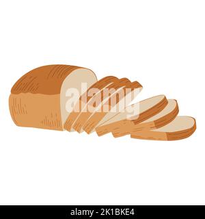 Toast bread. Loaf of wheat and rye bread with slices. Vector illustration for bakery, food design. Whole grain baked bread sliced Stock Vector