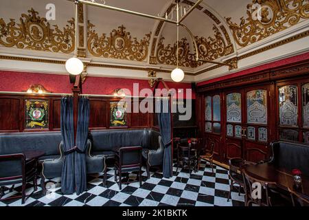 The Boleyn Tavern interior of pub  in West Ham ,London , England Stock Photo