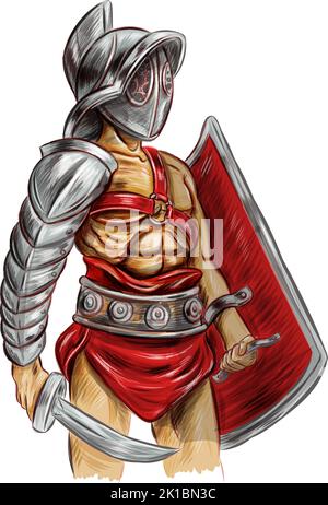 illustration Centurion Roman Soldier with colosseum Stock Vector Image ...