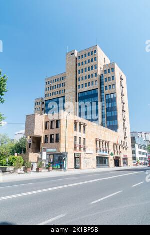 Skopje, North Macedonia - June 5, 2022: Modern building on October 11th street. Stock Photo