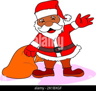 Santa claus with a bag of gift Stock Photo