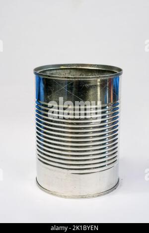 Tin box displayed on a  background, Studio photography, France Stock Photo