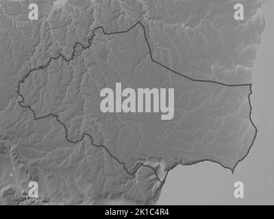 Dobrich, province of Bulgaria. Grayscale elevation map with lakes and ...