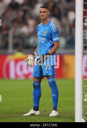 Turin, Italy, 14th September 2022. Odysseas Vlachodimos of SL Benfica reacts during the UEFA Champions League match at Allianz Stadium, Turin. Picture credit should read: Jonathan Moscrop / Sportimage Stock Photo