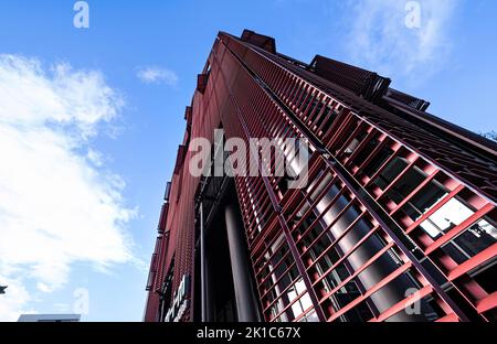 Building facade with interesting structures in Ulm, Germany Stock Photo