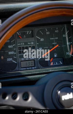 Speedometer of a vintage VW Golf, Gechingen, Germany Stock Photo