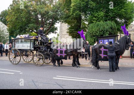 Funeral of young boy Archie Battersbee in Southend on Sea, Essex, UK. Died after life-support switched off following court cases by family to extend Stock Photo