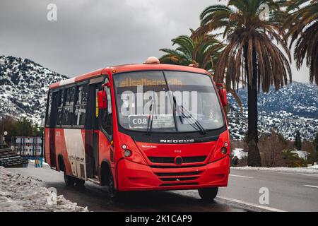Santiago, Chile -  July 2022: A Transantiago, or Red Metropolitana de Movilidad, bus in Santiago Stock Photo