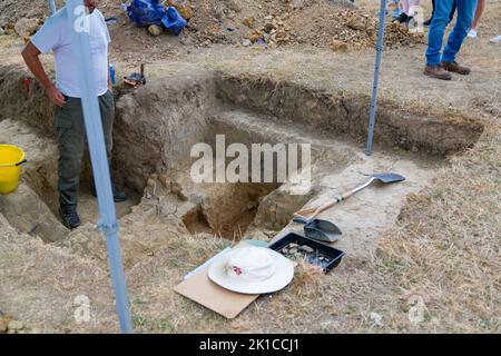 An Archaeological Dig At Smallhythe Place In Kent. Ancient Nail ...