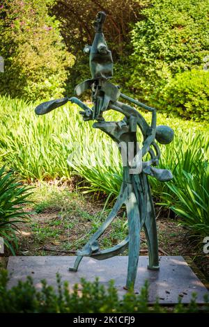 Joan Miró (Spanish, 18931983), Femme et oiseaux ,1972, lost wax cast bronze, Marivent garden, Palma, Majorca. Stock Photo