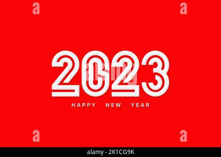 Happy New Year 2023 greeting template. Festive 3d banner with white ...