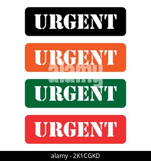 Set of Urgent stamp symbol, label sticker sign button, text banner vector illustration . Stock Vector
