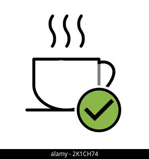 Coffee icon, breakfast drink cafe, cappuccino, hot simple isolated illustration, vector line . Stock Vector