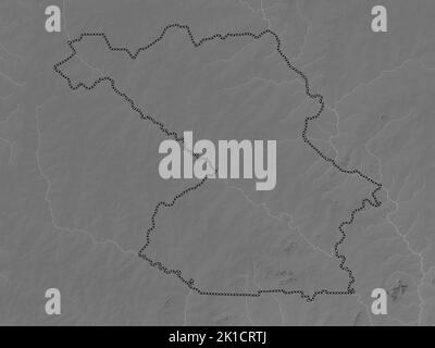 Centre-Sud, region of Burkina Faso. Grayscale elevation map with lakes and rivers Stock Photo