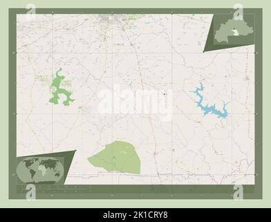 Centre-Sud, region of Burkina Faso. Open Street Map. Corner auxiliary location maps Stock Photo