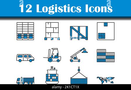 Logistics Icon Set. Editable Bold Outline With Color Fill Design. Vector Illustration. Stock Vector